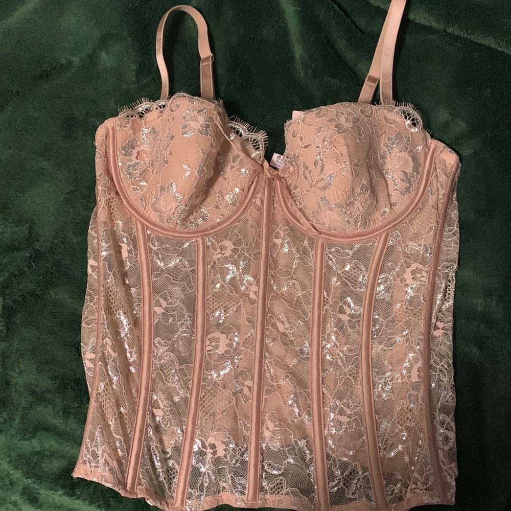 Brand New Victoria’s Secret Corset light pink and silver